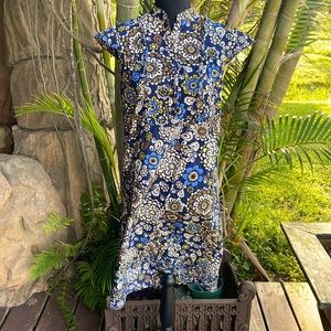 J Crew cap sleeve navy blue and brown dress, women’s size 4